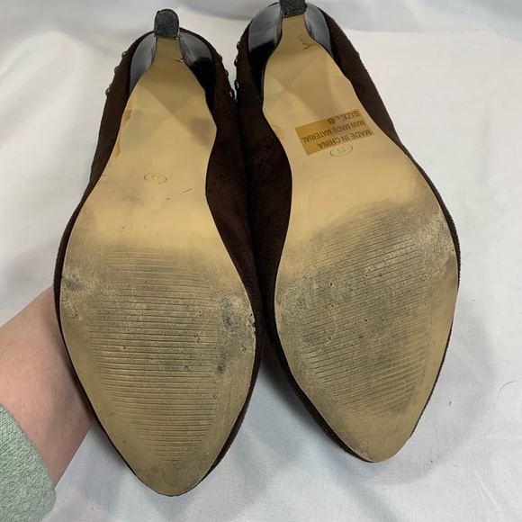 Novela Chocolate Brown Suede Stiletto Heels - Picture 11 of 13